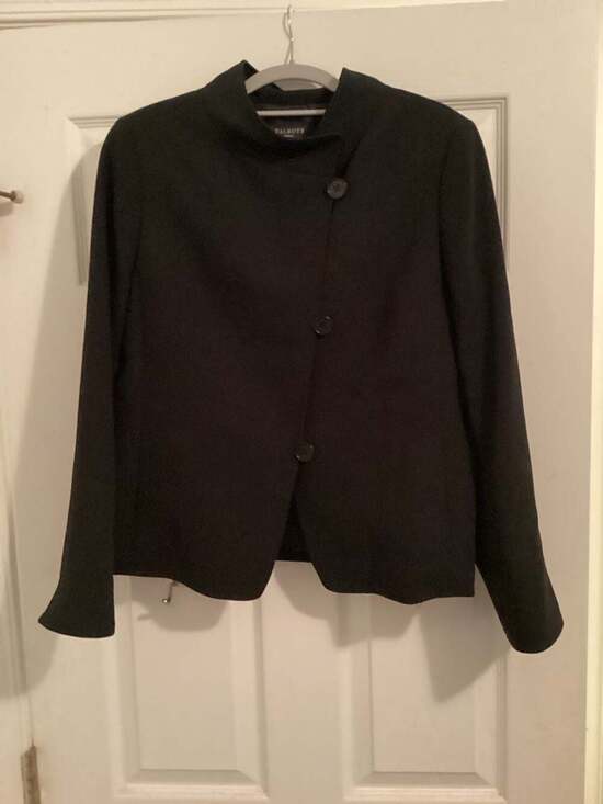 Talbots Jackets & Blazers - Talbots Petites Black Asymmetrical Button Front Jacket Size 12P